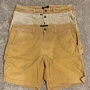 American Eagle Outfitters Tan and Cream Flat Front Shorts Bundle